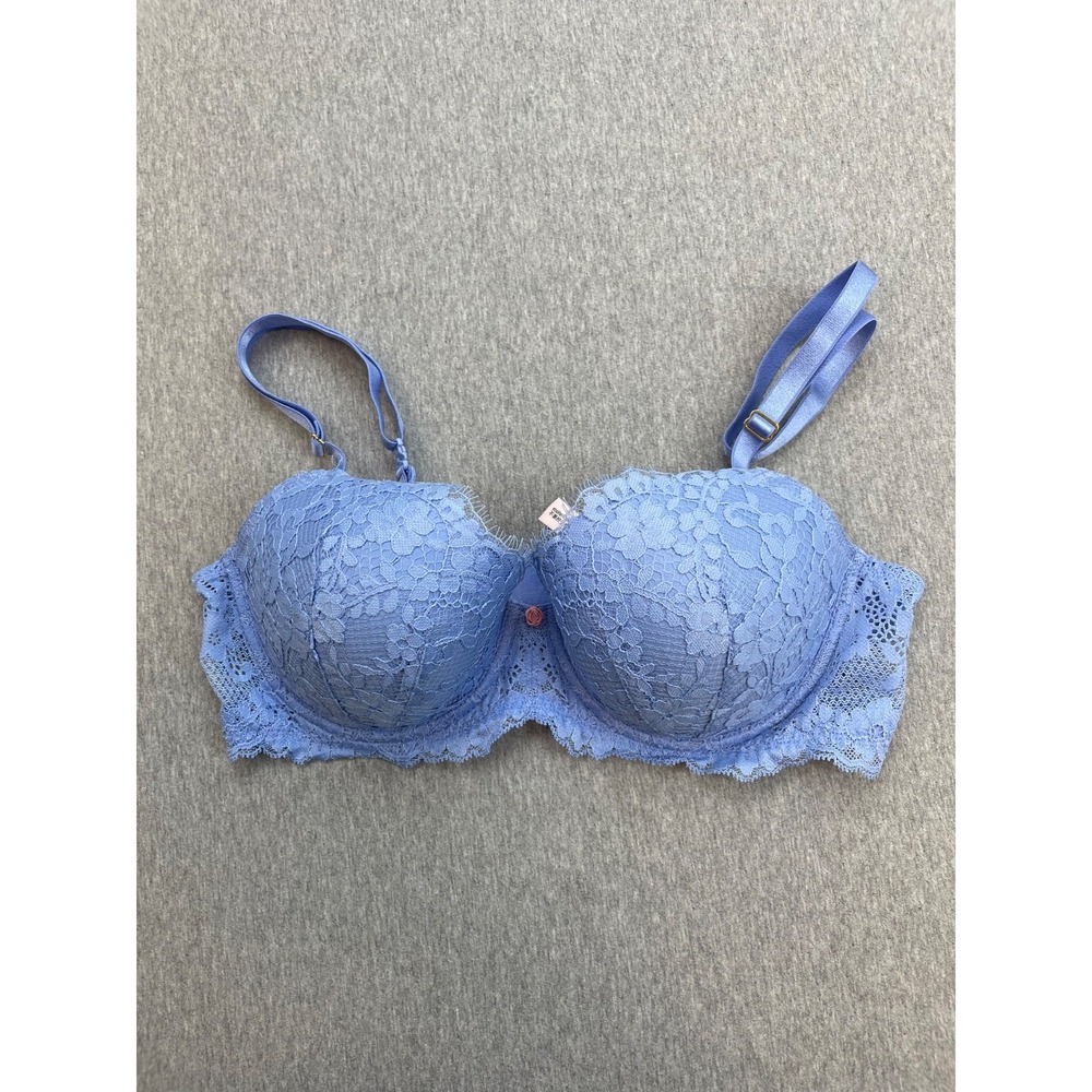 Victorias Secret Bra Womens 34D Blue Lace Dream Angles Lined Demi